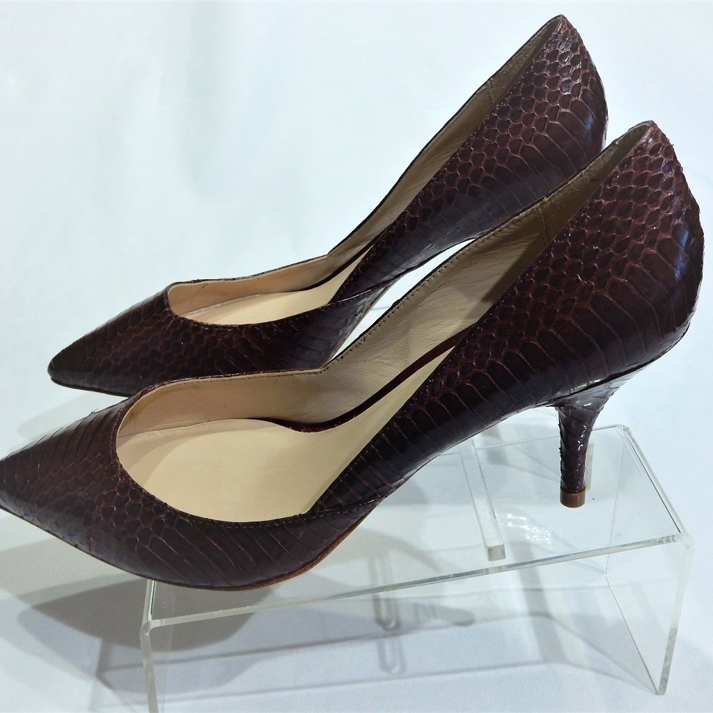 Loeffler Randall Brownish Plum Reptile Embossed Stiletto Pumps In 7.5 (New)